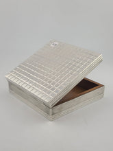 Antique Italian 800 Silver Wood Lined Cigarette Box Mid Century Modern Square