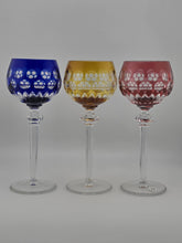 Rare Set Of 3 Vintage Barthmann Leaded Crystal Wine Cut-to-Clear Glasses.