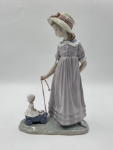 lladro Girl Pulling Wagon No. 5044 Collectible Figurine w/ Original Box 11" 1978