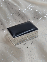 Antique Small 925 Sterling Silver Black Onyx Hinged Pill Trinket Box 27.5g