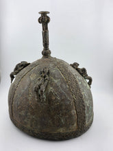 Early 20th C Luba Congo Bronze Ritual Vessel Lid w/ Figures African Tribal Art