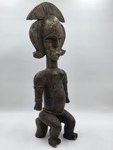 23" Antique Suku Congo Fertility Figure Wood Carving w/ Copper Wrap 1940s