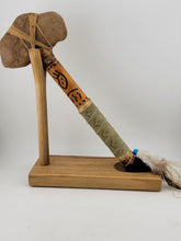 Vtg Custom Native Hand Made Stonehead Tomahawk Axe Hatchet Leather Wrap Fringes