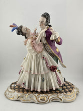 Unterweissbach Dresden Lace Dancing Couple Figurine Large German Porcelain