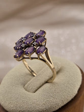 Antique 10K Solid Gold Amethyst Cluster Ring Diamond Accents Size 7.5 W Box.