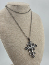 Vintage Russian Orthodox Sterling Silver Slavonic Cross Pendant & Avery Necklace