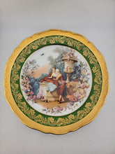 Antique Limoges France Green & Gold Plated decor platesl size 9.5" color. Couple