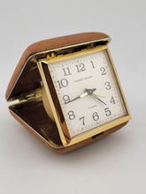 Vtg 1960's Phinney-Walker Desk Alarm Clock Brown Case White Face Wind-up. Works.