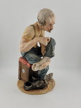Capodimonte 10" Figurine Man Repairing Sock Vintage Matte Finish