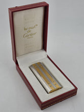 MUST DE CARTIER Santos Rivets Oval Two-Tone Silver/Gold LIGHTER W Box. Works.