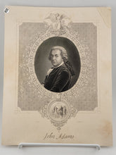 Original Antique 1860 John Adams. Engraving by J. Stephenson after J.S. Copley