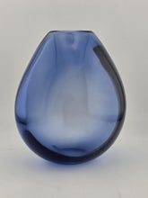 Vtg Handblown Blue Glass Drop Vase by Per Lütken for Holmegaard, 1960s. Signed.