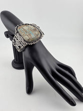 Huge Vintage Oscar Alexius Turquoise Sterling Silver Cuff Bracelet Navajo Signed