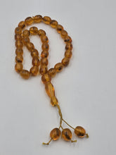 Vintage 33 Large Beaded Amber Islamic Prayer Beads Misbaha Tasbih Large Cognac