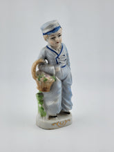 Vintage Dutch Boy with Basket Figurine Occupied Japan Porcelain 6 1/4”