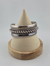 Heavy Native American Triple Beaded Silver 0.999 Cuff Bracelet 92g Navajo Style