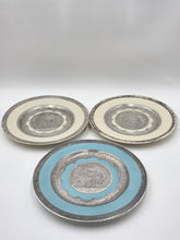Set of 3 Antique Czech Silver Inlaid Enamel Fairy Plates c.1910 Art Nouveau