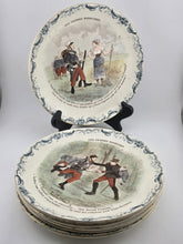 Set Of 6 ANTIQUE FRENCH TERRE DE FER PORCELAIN MILITARY PLATES. 7.5 Inch.