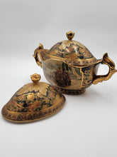 Vintage Satsuma Hand Painted Gold Gilded Bowl Urn Compote W Lid Fritz. Extra Lid