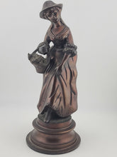 Antique French Bronze Peasant Girl Figurine c.1900 Art Nouveau 8” Statue