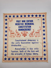 EXTREMELY RARE POST WAR ED. WEBSTER MEMORIAL CONSTITUTION HANKERCHIEF 1944 GOP