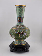 Gorgeous Mid Century Chinese Cloisonne Vase Featuring Flowers & Butterflies