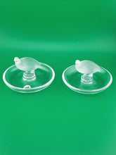 Set Of 2 Lalique Crystal Glass Partridge Quail Bird Ring Holder Trinket Dish