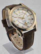 Vintage Seiko Premier SNQ118 Perpetual Calendar Brown Leather Band Mens Watch