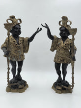 Antique Moorish Blackamoor Figural Cast Bronze Single Candle Holder 15 1/2" tall