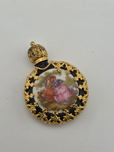Vintage Miniature Perfume/Snuff Bottle Gilt Filigree Romantic Courting Scene