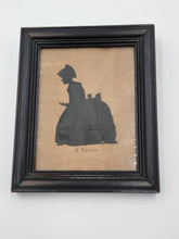 Rare Antique 19th C Silhouette Of Lady In Wooden Frame. Hand signed E. Stone.