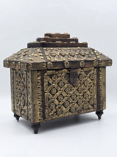 Rare Antique Moroccan Moorish Brass Studded Jewelry Chest Box Islamic Decor