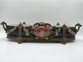 ANTIQUE XL CASTILIAN PORCELAIN BRONZE BOWL CENTERPIECE CLAWFOOT FLORAL VICTORIAN
