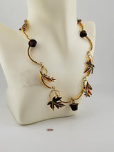 Lunch At The Ritz Vintage Leaf Acorn Necklace Autumn New York Maple Crystal 22k.