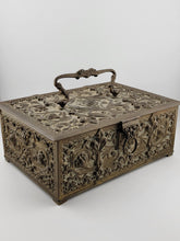 Antique Victorian Renaissance 1880 German Brass Repousse Jewelry Casket/ Trinket