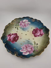 Antique C 1900's Bavarian Porcelain Rose Charger Plate Gilt Scalloped Z S & C.