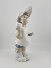 Vintage Lladro Figurine Tennis Player Holding Ball and Racquet Porcelain # 4966