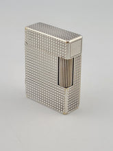 Vintage S.T. Dupont Paris Ligne 1 Diamond Pattern Silver Plated Gas Lighter
