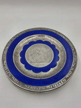 Set of 3 Antique Czech Silver Inlaid Blue Enamel Fairy Plates c.1910 Art Nouveau