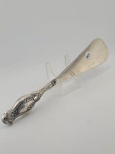 Rare Antique 19th C. AMERICAN STERLING SILVER SHOE HORN W EMBOSSED FLORAL DESIGN