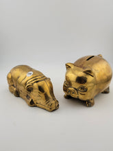 Lot Of 2 Vintage Collectible Heavy Brass Piggy Bank And Paperweight.