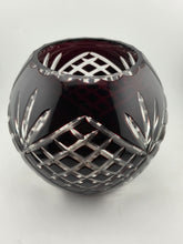 XL AJKA ODESSA CAROLINE Cranberry Cut Clear Hungarian Crystal Rose Bowl