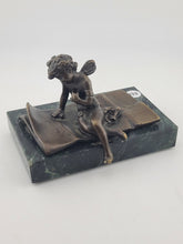 Ernest Justin Ferrand Bronze Winged Cupid Sculpture On Marble Base French Art