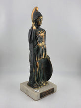 Vintage Greek Athena Statue Cast Bronze on Marble Base. Goddess of Wisdom & War