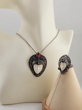 Sterling Silver Bali Goddess Moon Face Ruby Butterfly Pendant, Ring, Necklace