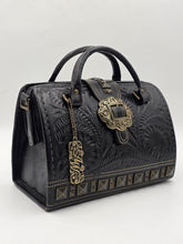 American West Brown Tooled Structured Leather Doctor Style Satchel Shoulder Bag