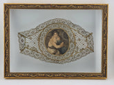 Ultra Rare Antique 1820s Lace Mounted Portrait Watercolor on Ivory Georgian Art