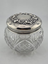 Antique Watson Sterling Silver Floral Lid Cut Crystal Vanity Jar C1900 Fine 925