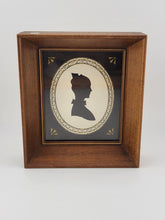 Rare Antique 1920 Portrait Silhouette Of An Old Lady In A Deep Wooden Frame.
