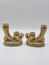 Pair 1930's LE MIEUX CHINA 24 KARAT GOLD DOUBLE CANDLE STICK HOLDERS VINTAGE